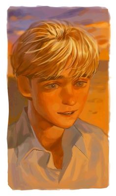 a painting of a boy with blonde hair