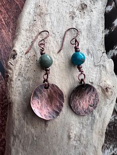 Hand made Textured copper earrings with antique patina Dana Point, Copper Earrings, Bead Earrings, Copper Jewelry, Leather Earrings, Metal Stamping, Beaded Earrings, Jewelry Earrings Dangle, Patina