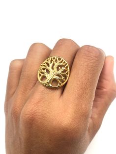 Tree Of Life Gold Ring made of Gold Vermeil: 18k Gold over Solid 925 Sterling Silver ☞ made to last.Matching Pendant & Earrings ☞ please ask meDetails:• Tree Of Life Gold Ring• Dimensions: Band width 2.5mm thickness 1.6mm• 18k Gold VermeilSKU 1318539422 Gold Engraved Nature-inspired Rings, Nature-inspired Gold Engraved Rings, Nature-inspired Engraved Gold Rings, Nickel Free Gold Spiritual Rings, Gold Spiritual Nickel-free Rings, Nickel-free Gold Spiritual Rings, Tree Of Life Ring, Tree Ring, Tree Rings