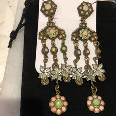 I Carried Hundreds Of This Designers Jewelry In Our Original Store In The 80s -90s. These Were Part Of Some Inventory We Stored Away Until Just Recently Discovered. These Are Beautiful Summer Colored Earrings Featuring Pacific Opal And Pink Crystals In And Antiqued Gold Burnished Setting. Approx. 3.5” L Austrian Crystals Antiqued Gold Finish Surgical Steel Posts Vintage Orange Box #1 Vintage Dangle Chandelier Earrings For Festivals, Vintage Multicolor Earrings For Evening, Vintage Multicolor Evening Earrings, Multicolor Vintage Earrings For Evening, Multicolor Vintage Evening Earrings, Vintage Dangle Earrings For Spring, Vintage Multicolor Earrings For Spring, Vintage Multicolor Jewelry For Spring, Multicolor Vintage Earrings For Spring