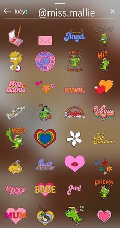 an iphone screen with many different stickers on it and the text miss malle