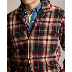 Inspired by vintage workshirts this layer is crafted with a basket-woven flannel fabric that includes breathable cotton and lightweight linen. Casual Plaid Wool Shirt, Casual Plaid Wool Top, Button Outfit, Basket Woven, Flannel Fabric, Linen Shirt, Cotton Linen, Button Down Shirt, Ralph Lauren