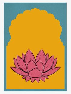 a pink lotus flower on a yellow background