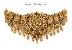 22 karat gold "lakshmi - peacock" choker necklace with color stones & beads (temple jewellery)


  enhance your beauty with exquisite 22 karat gold "lakshmi - peacock" choker necklace  indulge in the rich tradition of indian craftsmanship with this stunning choker necklace from totaram jewelers. made with 22 karat gold, this breathtaking piece features intricate detailing of the auspicious goddess lakshmi and majestic peacocks. adorned with colorful stones and beads, this temple jewelry exudes e Luxury Peacock Design Necklace In Temple Jewelry Style, Luxury Temple Necklace With Peacock Design For Wedding, Luxury Temple Necklace With Peacock Design For Rituals, Traditional Gold Temple Necklace With Peacock Design, Gold Bridal Necklace With Peacock Design For Diwali, Gold Temple Necklace With Peacock Design For Festive Occasions, Gold Temple Necklace With Peacock Design For Festive Season, Gold Temple Necklace With Peacock Design For Festivals, Gold Temple Necklace With Peacock Design