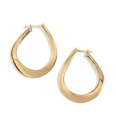 PRODUCT DETAILS Statement earring alert! These sculptural 18k solid gold hoops are a beautiful modern piece. Wear them unapologetically and often. 18k Solid Gold - nothing else Hoop Diameter: 34*40mm Hoop Width: 6.5mm Average Weight: 5.2g Made in Italy Modern 14k Gold Teardrop Jewelry, Contemporary Yellow Gold Oval Jewelry, Contemporary Oval Yellow Gold Jewelry, Modern Teardrop Huggie Earrings For Anniversary, Elegant Teardrop Hoop Earrings With Polished Finish, Contemporary Yellow Gold Hoop Earrings For Formal Occasions, Teardrop Hoop Earrings With Polished Finish For Formal Occasions, Teardrop Hoop Earrings With Polished Finish For Formal Events, Contemporary Everyday Gold Jewelry