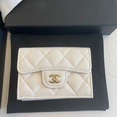 Brand New Chanel Classic Small Wallet Coco Mark Trifold Caviar Skin White. Come With Dust Bag, Box, Bag Material : Caviar Leather Color : White Chanel Small Flap Wallet, Designer Rectangular Wallet With Removable Pouch, Luxury Clutch Bag With Interior Card Slots, Luxury Compact Card Holder For Daily Use, Luxury Everyday Coin Purse With Card Slots, Luxury Coin Purse With Card Slots In Pouch Shape, Luxury Coin Purse With Card Slots, Designer Envelope Wallet With Interior Card Slots, Luxury Coin Purse With Interior Card Slots For Gift