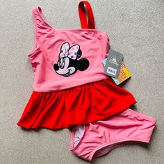 Disney Minnie Mouse Two-Piece Girls Swimsuit. Brand New With Tags. From Disney Store! The Cutest Swimsuit For Little Girls, Ready For That Weekend Or As A Gift! Smoke And Pets Free Home Free Shipping Pink Character Print Swimwear For Beach, Pink Swimwear With Character Print For Beach, Disney Swimwear For Summer Beach, Disney Swimwear For Beach In Summer, Cute Character Print Swimwear For Playwear, Cute Character Print Swimwear For Play, Cute Swimwear With Character Print For Playwear, Playful Pink Swimwear With Character Print, Playful Pink Character Print Swimwear