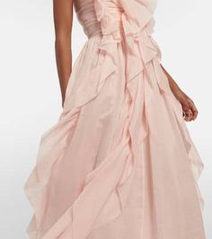 Chloe Clothing, Chloe Dress, Spring Knits, Midi Dress Style, Ruched Bodice, Midi Length Skirts, Pink Midi Dress, Ruffle Trim, Madagascar