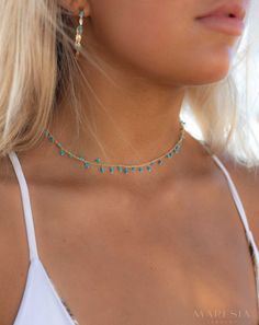 Moonstone, Labradorite, Aqua Chalcedony, Tourmaline or Turquoise Choker Necklace ~ Gold Plated 18k ~Jewelry ~ Minimalist ~Layered ~ MN132 Choker Necklace Gold, Turquoise Choker, Jewelry Minimalist, Aqua Chalcedony, Gold Choker Necklace, Hippie Jewelry, Summer Jewelry, Pretty Jewellery, Necklace Gold