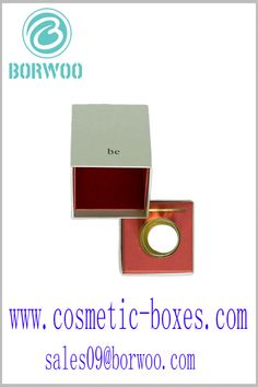 Customized white cosmetic boxes, the interior of the boxes uses red as the theme, and uses a sponge to hold the bottle and gift card Unique Lipstick, Perfume Box, Blister Packaging, Perfume Packaging, Skin Care Packaging