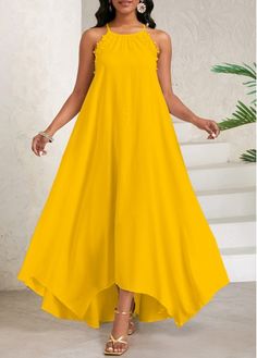 Color:Ginger;Size:S;Size:M;Size:L;Size:XL;Size:XXL;Package Contents:1 X Dress;Occasion:Work;Style:Elegant; Tie Knot Dress, Latest Dress For Women, Round Neck Dress, Flowy Design, Maxi Dress Pattern, Knot Dress, Round Neck Dresses, Latest African Fashion Dresses, Lace Maxi