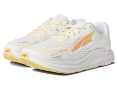 Altra Paradigm 6 - Women's Shoes : Yellow/White : The Altra Footwear Paradigm 6 is a handsome low-top sneaker fixed with a cushy insole and a classic white rubber sole. Upper made from textile and synthetic material. Lining and insole made out of textile material. Synthetic outsole. Imported. Foam padding placed around your ankle collar under the tongue for an incredibly comfortable fit feel. Traditional lace closure for a secure fit. Comfort sockliner molds to your foot with padding in the heel White Breathable Low-top Running Shoes, Dynamic Low-top Running Shoes With Removable Insole, Functional Running Shoes With Rubber Sole, White Walking Shoes With Translucent Outsole For Sports, White Running Shoes With Rubber Sole, Sporty White Walking Shoes, Dynamic White Low-top Running Shoes, Slip-on Running Shoes With Translucent Outsole For Light Sports, White Walking Shoes With Ortholite Insole For Streetwear