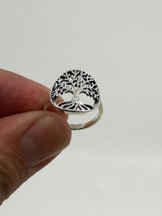 Solid Sterling Silver Beautiful Tree Of Life ring Design for woman. Symbolic Nickel-free Ring For Gift, Nickel-free Symbolic Ring For Gift, Symbolic Nickel-free Engraved Ring Gift, Symbolic Engraved Nickel-free Ring As Gift, Nickel-free Engraved Round Ring As Gift, Nickel-free Engraved Gift Ring, Blue Heart Ring, Tree Of Life Ring, Silver Bridesmaid