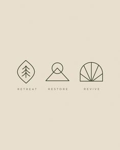 three different types of logos on a white background with the words retro restore and relive