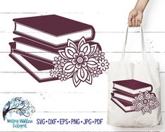 two books with flowers on them and the words svg files for epsp - dxf