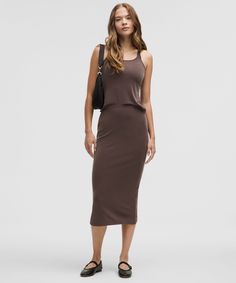 Lounge, But Make It Luxe. This Curve-Contouring Skirt Is Made From A Drapey, High-Stretch Version Of Our Softstreme Fabric-Flip It Around To Wear The Wrap Hem In The Front. Designed For Casual. Hits Below The Knee To Just Above The Ankle. | Drapey Softstreme Column Midi Skirt Women's Skirts, Women Skirts Midi, Dress Skirt, Espresso, Lululemon Athletica, Midi Skirt, Womens Skirt, Mens Accessories, Lounge