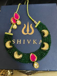 One of our favourite picks for the wedding season 2022♥️ The gorgeous necklace is beautifully handcrafted by our skilled Indian craftsmen in multicoloured Kundan stones, beads, and gold plated. The mesh beaded base adds a perfect charm to the stunning choker necklace. The beautiful kundan earrings add to the traditional ethnicity of the piece. Material: Brass, kundanStones, Brooches, Gold Plating Length of earrings : 4 cms Width of earrings : 1.7 cms Light Weight necklace. The necklace and earri Temple Jewelry Sets With Matching Earrings, Exquisite Hand Set Jewelry For Festive Occasions, Formal Temple Jewelry Kundan Necklace With Matching Earrings, Handmade Elegant Round Bridal Necklace, Elegant Handmade Round Bridal Necklace, Temple Jewelry Sets With Matching Earrings For Formal Occasions, Temple Jewelry Style Bridal Necklace With Matching Earrings, Exquisite Hand-set Jewelry Sets For Festive Occasions, Temple Style Bridal Necklace With Matching Earrings