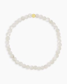 Elevate your everyday stack with the Carter Gemstone Bracelet. Featuring genuine mother of pearl, this gemstone bracelet adds a subtle pop of color to your look. We love wearing ours solo or styling it with a dainty link bracelet. Carter Gemstone Bracelet in 18k Gold/Mother of Pearl, Women's by gorjana White Round Beads Bracelets For Layering, Elegant White Moonstone Beaded Bracelets, Classic White Stretch Bracelet For Everyday, Elegant Moonstone Gemstone Beaded Bracelets, Elegant White Beaded Bracelets With Gemstones, Elegant Moonstone Beaded Bracelets, Elegant White Gemstone Beaded Bracelets, Elegant White Beaded Gemstone Bracelets, Everyday White Pearl Stretch Bracelet