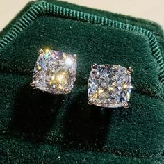 Brand New Women's Square Silver Diamond Earrings Solid 925 Sterling Silver (Stamped) Genuine 2ct Lab Created Brilliant Cut Diamonds 9mm Size Retail Price $350 Buy With Confidence From A Trusted Seller W/ A 99%+ Feedback Rating! A0204 (Id-1991-) Classic Cubic Zirconia Earrings Stamped 925, Aaa Quality Silver Diamond Earrings For Anniversary, Aaa Quality Silver Diamond Earrings In Cubic Zirconia, Aaa Quality Silver Diamond Earrings, Swami Samarth, Silver Diamond Earrings, Square Stud Earrings, Cushion Cut Moissanite, Color Stones