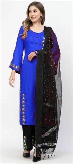 Blue color Salwar Kameez in Rayon fabric with Embroidered work Blue Chanderi Salwar Kameez With Self Design, Blue Semi-stitched Churidar With Resham Embroidery, Blue Churidar With Self Design In Traditional Drape, Blue Art Silk Churidar With Self Design, Blue Chanderi Churidar With Self Design, Blue Traditional Wear With Resham Embroidery For Party, Blue Traditional Wear With Resham Embroidery For Festive Occasions, Blue Traditional Churidar For Diwali, Blue Traditional Drape Churidar For Diwali