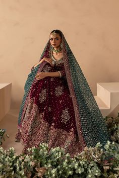 Premium Embellished Choli Lehenga Style Pakistani Bridal Dress is embellished with dabka, mukaish, resham, naqshi, pearls, and crystals. Lavish designs and premium quality velvet make this stunning Lehenga Choli an epitome of beauty and a flawless choice for the wedding. Maroon Pakistani Bridal Dress, Lehenga Dupatta Style, Pakistani Bridal Dress, Lehenga Bridal, Dupatta Style, Lehenga Dupatta, Resham Work, Pakistani Wedding Dress, Lehenga Style