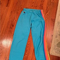 Aviator Nation 5 Stripe Sweatpants In Blue Have Been Worn Size Medium Tie Dye Sweatpants, Striped Sweatpants, Aviators Women, Aviator Nation, Tie Front Cardigan, Rayon Pants, People Shopping, Jogger Sweatpants, Stripe Sweater