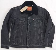 #ad Top Rated LEVIS SHERPA Jean Jacket Trucker Denim Stonewashed Cotton Black Warm Mens Medium, Fashion Mens Jackets Sherpa Jean Jacket Outfit Men, Levis Trucker Jacket, Levis Sherpa, Sherpa Jean Jacket, Trucker Jacket Men, Sherpa Lined Jacket, Medium Fashion, Fashion Mens, Trucker Jacket