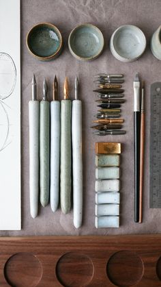 Hand thrown ceramic ink dip pens