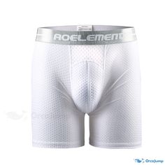 Orcajump - Premium Anti-Chafing Mesh Sports Underwear: Extended Length, Leg Protection, Moisture-Wicking, and Reinforced Crotch Four Corner Design Breathable White Activewear For Outdoor Activities, White Breathable Activewear For Outdoor Activities, White Moisture-wicking Activewear For Outdoor Activities, White Snug Fit Activewear For Training, Boxers Shorts, Grey Sapphire, Men Boxers, Anti Chafing, Plus Size Workout