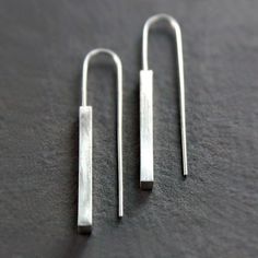 Modern Columns, Simple Dangle Earrings, Silver Bar Earrings, Modern Silver Jewelry, Silver Bar, Earrings Simple, Earrings Minimalist, Threader Earrings, Silver Bars