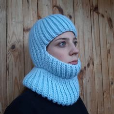 Blue Knitted Balaclava Ski mask - Etsy Украина Balaclava Ski Mask, Skier Gifts, Knitted Balaclava, Open Face, Ski Mask, Earmuffs, Ear Warmers, Cold Weather, Hand Knitting