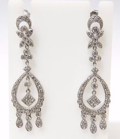 Find Womens 14k White Gold Diamond Chandelier Earrings 2" on eBay in the category Jewelry & Watches>Fine Jewelry>Earrings. Evening Diamond Chandelier Earrings, Fine Jewelry Diamond Chandelier Earrings, Diamond Chandelier Earrings For Pierced Ears, Luxury Pierced Chandelier Earrings For Anniversary, Classic Chandelier Earrings With Diamond Accents For Evening, Luxury Pierced Chandelier Earrings For Formal Events, Formal Teardrop Chandelier Earrings With Diamond Accents, Teardrop Chandelier Earrings With Diamond Accents For Formal Occasions, White Gold Drop Chandelier Earrings For Evening