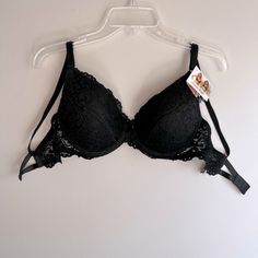 Push Up Bra Adjustable Back Strap, Adjustable Shoulder Straps, Padded. Smoke Free Environments Black Full Cup Bra With Removable Pads, Black Push-up Bra With Straps, Black Lace Bra With Removable Pads, Elegant Black String Bra, Black Push-up Bra With Lined Body, Fitted String Bra In Black, Black Full Cup Lace Bra, Black Lace Full Cup Bra, Black Full Cup Bra Partially Lined