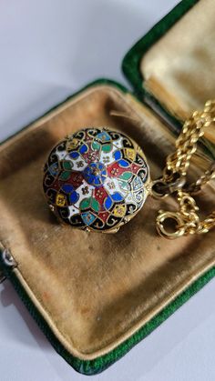 This locket comes on a standard modern gold plated chain. Please inspect photos for condition. Any questions please ask. All items are vintage or Antique and may have slight defects. Postage within 2 days of payment. Thank you for checking out my listing 😊 Antique Enamel Locket Jewelry, Antique Yellow Gold Enamel Necklace, Antique Enamel Necklace Hallmarked, Antique Enamel Hallmarked Necklaces, Antique Enamel Necklace With Hallmark, Antique Enamel Round Pendant Jewelry, Victorian Gold Enamel Necklace, Victorian Enamel Medallion Necklaces, Victorian Engraved Enamel Necklaces