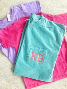 Thanks for shopping with Sassy Monograms TN🤍 Fully customizable! - Choose your size. - Choose shirt Color. - In the personalization box, add... 1.) Initials 2.) Letter 1 Color. 3.) Letter 2 Color. Example: BS Letter 1- Aqua  Letter 2- neon green DTF printed Cotton Monogram Print Graphic Tee, Summer Monogram Print T-shirt With Short Sleeves, Graphic Tee With Monogram Print And Short Sleeves, Trendy Cotton Tops With Monogram Print, Pink Monogrammed Cotton Top, Casual Cotton Monogram T-shirt, Pink Monogram Cotton Top, Pink Monogrammed Crew Neck Top, Pink Monogram Crew Neck Top