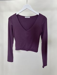 Sterling Long Sleeve Crop Top Plum, Tee Casuals by Wasabi + Mint | LIT Boutique Plum Outfit, Purple Clothes, Light Up Dresses, Eggplant Purple, The Spark, Plum Color, Long Sleeve Crop, Fragrance Mist, Long Sleeve Crop Top