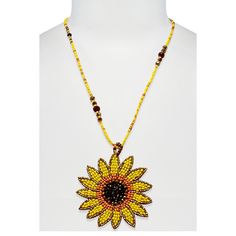 Brand New Seed Beaded Sunflower Beaded Necklace High Quality 18” N200 Yellow Bohemian Jewelry With Sunflower Design, Bohemian Yellow Jewelry With Sunflower Design, Bohemian Yellow Sunflower Design Jewelry, Yellow Beaded Necklaces With Large Beads For Summer, Summer Yellow Beaded Necklaces With Large Beads, Yellow Flower Necklace For Summer, Summer Yellow Flower Necklaces, Summer Yellow Flower Necklace, Adjustable Yellow Flower Necklace