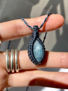 Discover the radiant beauty of rare Aquamarine in this handmade macrame necklace. This natural gemstone dazzles with a brilliant shine, especially in sunlight, enhancing its soft blue color. Perfect for everyday wear or as a unique, healing gift, this sparkling crystal pendant is crafted with durable, soft waxed string. ∴  ∴ ❈ ITEM DESCRIPTION ❈ ∴  ∴ Natural Stone: Aquamarine Length: Fully adjustable, maximum 31 cm (adjusts from choker to upper stomach length) Weight: 4g Material: High-quality w Jewelry Minimalist, Minimalist Gifts, Macrame Necklace, Healing Jewelry, Sparkling Crystal, Jewelry Projects, Blue Crystals, Crystal Pendant, Gift Necklace