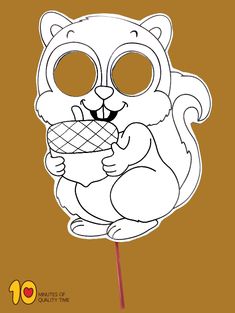 a drawing of a squirrel holding a candy lollipop with the words, i love you