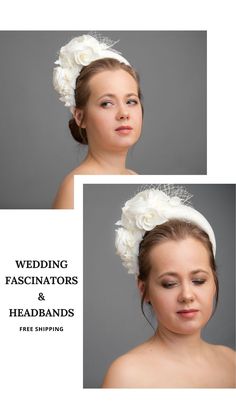 Padded halo headband inspired by wonderful Kate Middleton floral head piece is hand made and hand stitched. Bridal headband comes with birdcage veil is being placed at the back of the bridal flower crown or whithout. Bridal hairband has been covered in a high quality Italian crepe. Wedding guest fascinator hairband is trimmed with intone flowers and leaves covering the right ear side of the bridal headpiece. Flower crown will instantly elevate any outfit. Wedding Fascinator With Matching Headband, Handmade Flowers Fitted Headband, Wedding Headpiece With Handmade Flowers And Structured Crown, Wedding Hair Accessories With Matching Headband, Cream Wedding Headpiece With Matching Headband, Adjustable Wedding Fascinator With Matching Headband, Fitted Wedding Headband With Handmade Flowers, Adjustable Wedding Headband Headpiece, Fitted Handmade Flowers Headband For Wedding