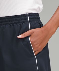 Channel That Champ Energy In These Lightweight Tennis Shorts. A Breathable Built-In Liner Offers Extra Coverage So You Can Move Freely. Designed For Tennis. Relaxed Fit Is Roomy Through Glutes And Thighs. Built-In Liner Offers Extra Coverage. Drawcord To Customize Fit. Hand Pockets. | Lightweight High-Rise Relaxed Short 3" Long Liner Lululemon Sports Bottoms With Comfort Waistband, Lululemon Workout Bottoms With Comfort Waistband, Lululemon Athleisure Bottoms With Elastic Waistband, Sporty Lululemon Bottoms With Elastic Waistband, Lululemon Black Moisture-wicking Bottoms, Lululemon Black Go-dry Bottoms, Lululemon Stretch Bottoms With Short Leg, Lululemon Activewear With Elastic Waistband And Short Legs, Lululemon Stretch Bottoms With Comfort Waistband