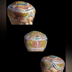 Vintage Handmade Heavily Beaded Sindhi Hat Vintage Crystals Sindhi Hat Cultural Handmade Embroidery Cap Topi Traditional Round Multi Color Handmade Color: Multi Size: One Size Fit Most Vintage And One Of A Kind Total Circumference 22 Inches Beautiful Vintage Crystals #Vintage Crystals #Sindhihat #Vintagekufi #Vintagehat Traditional Multicolor Headpieces For Festivals, Traditional Multicolor Headpieces For Wedding, Traditional Party Headpieces With Bead Caps, Traditional Multicolor Wedding Headpieces, Traditional Beaded Headpieces For Festive Occasions, Traditional Handmade Multicolor Headpieces, Traditional Multicolor Handmade Headpieces, Traditional Adjustable Turban For Parties, Traditional Adjustable Multicolor Turban