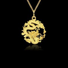 Necklace Dragon, Symbol Necklace, Gold Dragon, Gold Tree, Dragon Necklace, Dog Pendant, Dragon Jewelry, Tree Of Life Necklace, Dragon Pendant