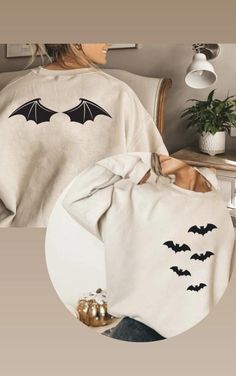 Get ready for spooky season with our Halloween Bats Sweatshirt! This cozy, classic-fit sweatshirt is perfect for celebrating all things Halloween. Made from a soft, plush blend of cotton and polyester, it offers warmth and comfort as you enjoy crisp autumn nights or Halloween parties.  - Say goodbye to itchiness thanks to the gray, pearlized tear-away label.  - Made using 100% ethically grown US cotton. Halloween Cricut Shirts, Bat Sweater, Fall Ambiance, Spooky Sweatshirt, Bat Shirt, Crisp Autumn, Party Inspo, Halloween Sweater, Autumn Night