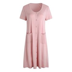 Nightdress Shortsleeve Button Down Regular Plus size Womens Sleepwear Alwyn Home Color: Pink, Size: S | Alwyn Home Womens Sleepwear Short Nightgown Button Down Pajama Nightshirt Housedress S-XXL 34.0 H x 44.0 W in Pink | Wayfair Plus Size Baddie, Womens Sleepwear, Plus Size Baddie Outfits, House Clothes, Pajama Dress, Night Dress For Women, House Dress, Print Pajamas, Button Dress