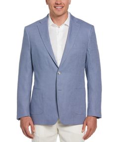 Add a stylish layer to your look with this men's Cubavera linen sport jacket. This smart jacket is made from breathable linen for lightweight comfort in the warmer weather. Patch pockets offer on-the-go storage space, and a two-button closure allows for easy on and off. This men’s blazer features a clean and contemporary single-breasted silhouette with a notched collar for a fashionable finishing touch. 100% Linen Classic Fit Plain Weave Fabrication Weaves In Criss-Cross Patterning For Extra Dur Smart Jackets, Sleeve Placket, Sport Jacket, Notched Collar, Sports Jacket, Linen Top, Plain Weave, Sport Coat, Long Coat