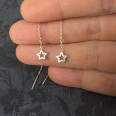 These Star Threader Earrings Are Dainty And Lightweight. Perfect For Those Who Like Subtle Earrings! Overall Length: 3 1/2” (I Make These As Studs Also) *Brand New And Never Worn* Sterling Silver And Nickel Free. Hand Cast And Soldered In My Pnw Studio. This Purchase Includes A Free Ring Sizer Bundle For The Best Discount! Celestial ~ Handmade ~ Limited Edition ~ Sample Sale ~ Ooak Silver Star-shaped Dainty Jewelry, Minimalist Star-shaped Hypoallergenic Jewelry, Silver Sterling Silver Threader Earrings, Dainty Star Shaped Nickel Free Jewelry, Dainty Silver Threader Earrings, Dainty Star-shaped Jewelry For Pierced Ears, Handmade Dainty Star Earrings, Minimalist Nickel-free Star-shaped Jewelry, Minimalist Nickel-free Star Shaped Jewelry