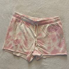 Girly Girl Outfits, Gap Shorts, Keto Transformation, Pink Tie, Pink Tie Dye, Lounge Shorts, Soft Shorts, White Tie, Girly Girl