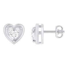 You'll heart these 10k white gold 1/5 carat diamond stud earrings. You'll heart these 10k white gold 1/5 carat diamond stud earrings. Diameter: 0.26 in. Backings: post Metal: 10k white gold Finish: polished Packaging: boxedDIAMOND DETAILS Total weight: 1/5 ct. Color grade: I Clarity: 13 Shape: round Setting: prong Size: One Size. Gender: female. Age Group: adult. Post Metal, Heart Stud Earrings, Diamond Stud Earrings, Diamond Stud, Heart Studs, Heart Earrings Studs, Diamond Heart, Diamond Earrings Studs, Diamond Studs