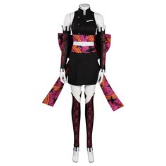 The Dakimaki cosplay costume from Demon Slayer includes a gorgeous pink and purple traditional-style costume with an exquisite belt decoration and knee-length purple and black socks. 
 Anime 
 Demon Slayer 
 Product Size 
 
 
 
 Size 
 Chest 
 Waist 
 Hip 
 Height 
 
 
 XS 
 29.5"-31.8" 
 22"-24" 
 32.2"-34.6" 
 59-61" 
 
 
 S 
 31.8"-34.6" 
 24"-25.9" 
 34.6"-36.6" 
 61-62.9" 
 
 
 M 
 34.6"-37.4" 
 25.9"-29.5" 
 36.6"-38.9" 
 62.9-64.9" 
 
 
 L 
 37.4"-40.5" 
 29.5"-31.8" 
 38.9"-40.9" 
 64.9- Daki Cosplay, Mary Poppins Dress, Kimono Outfits, Upper Moon, Traditional Japanese Kimono, Kimono Outfit, Joker Cosplay, Suit Material, Demon Slayer Kimetsu No Yaiba